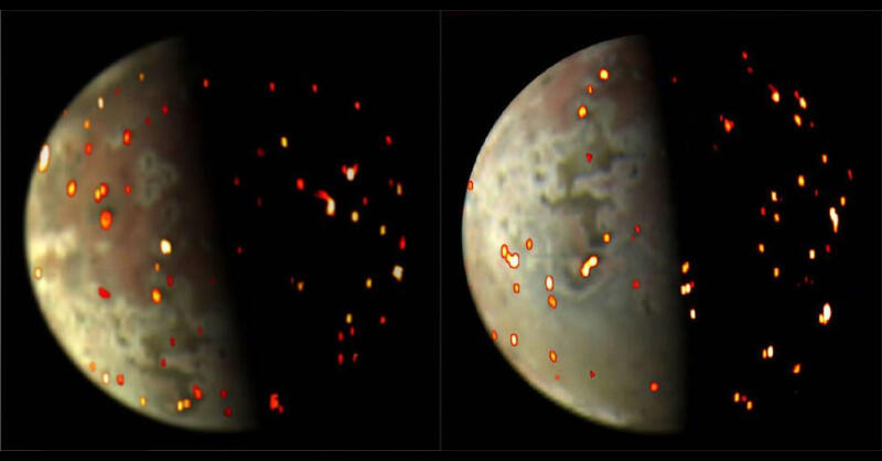 Вулканическая луна Юпитера Ио раскаляется докрасна на невероятных снимках, сделанных зондом НАСА «Юнона»