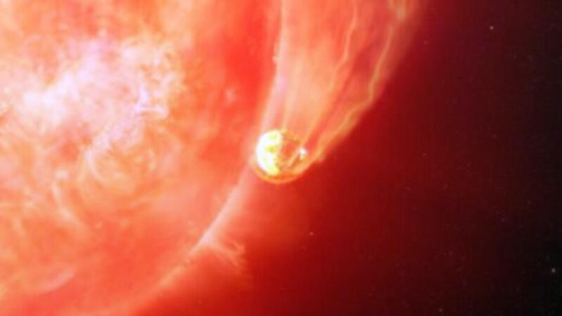 Астрономы впервые увидели как расширяющаяся звезда поглощает планету.