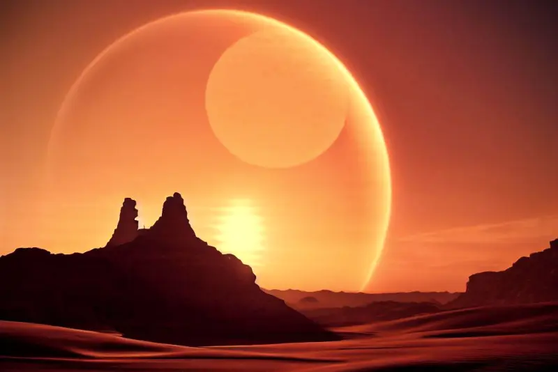 Восход солнца 2 мая 2024 года. Татуин 2 солнца. 2 Солнца. Планета где видно 2 солнца. Toi 1338 b Планета.